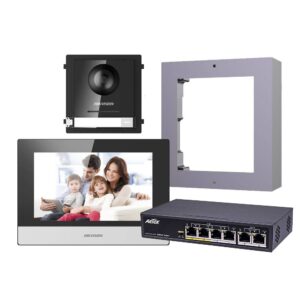 Hikvision 2nd Gen IP Intercom Kit, 1 to 1 Villa, Door & Room Station, Surface, Aetek Switch
